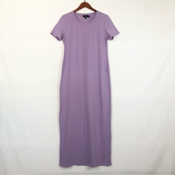 Theory Dresses & Skirts - Theory Cherryal Lavender Maxi Dress Short Sleeve Side‎ Slit Jersey Size L